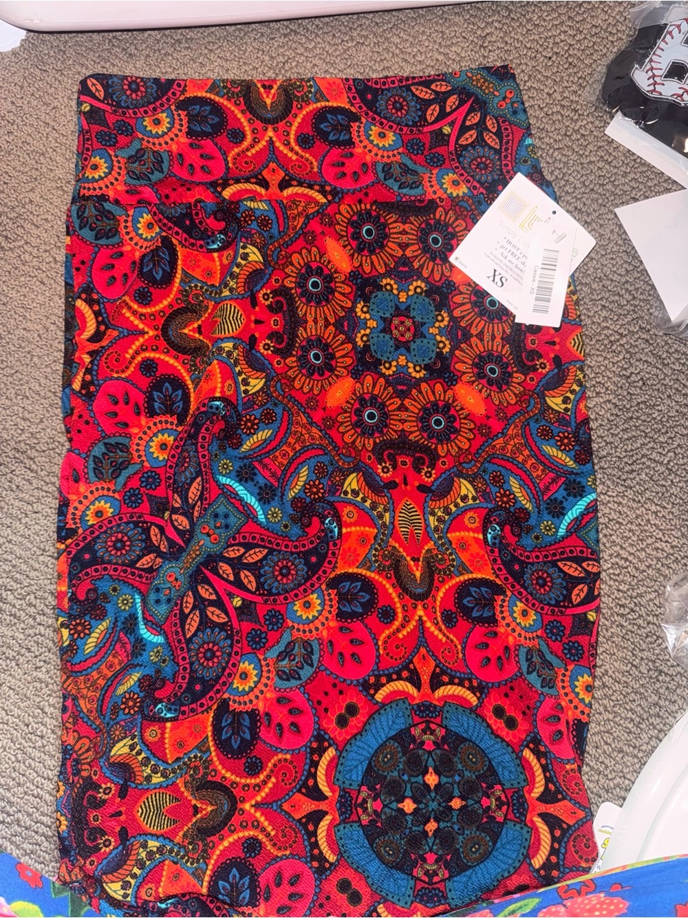 LuLaRoe Red Multicolor Paisley Floral Pencil Skirt